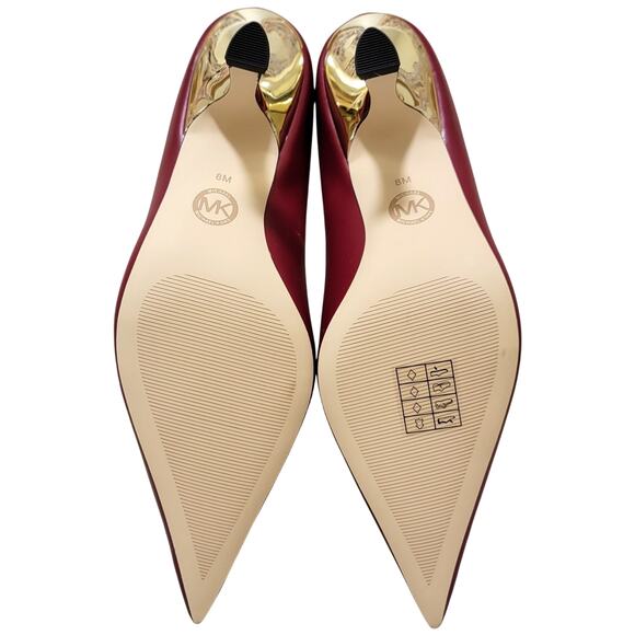 Michael Michael Kors Women Luna Mid Pump Heels Size US 8M Deep Red Leather - Picture 4 of 5
